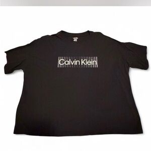 Calvin Klein Black Tee with White Logo Stripes